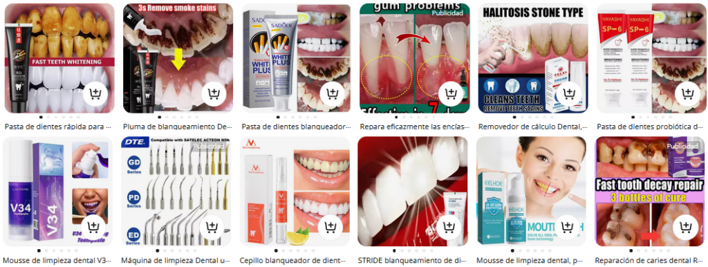 Pasta de dientes rápida para eliminar manchas de humo, higiene bucal, limpieza de aliento fresco, herramientas de blanqueamiento dental, cuidado de la salud bucal
110 vendidos
4,41€
4,41€
Envío gratis
Super Makeup Store
Pluma de blanqueamiento Dental para eliminar rápidamente las manchas de humo, pasta de dientes, limpieza de higiene bucal, aliento fresco, 120gPluma de blanqueamiento Dental para eliminar rápidamente las manchas de humo, pasta de dientes, limpieza de higiene bucal, aliento fresco, 120gPluma de blanqueamiento Dental para eliminar rápidamente las manchas de humo, pasta de dientes, limpieza de higiene bucal, aliento fresco, 120gPluma de blanqueamiento Dental para eliminar rápidamente las manchas de humo, pasta de dientes, limpieza de higiene bucal, aliento fresco, 120gPluma de blanqueamiento Dental para eliminar rápidamente las manchas de humo, pasta de dientes, limpieza de higiene bucal, aliento fresco, 120gPluma de blanqueamiento Dental para eliminar rápidamente las manchas de humo, pasta de dientes, limpieza de higiene bucal, aliento fresco, 120g
Pluma de blanqueamiento Dental para eliminar rápidamente las manchas de humo, pasta de dientes, limpieza de higiene bucal, aliento fresco, 120g
247 vendidos
1,37€
11,56€
-5% con monedas-88%
Envío gratis
BY Beauty Store
Pasta de dientes blanqueadora, blanqueamiento rápido, elimina humo, café, té, manchas, limpieza de la boca, elimina la placa, refresca el aliento, 100gPasta de dientes blanqueadora, blanqueamiento rápido, elimina humo, café, té, manchas, limpieza de la boca, elimina la placa, refresca el aliento, 100gPasta de dientes blanqueadora, blanqueamiento rápido, elimina humo, café, té, manchas, limpieza de la boca, elimina la placa, refresca el aliento, 100gPasta de dientes blanqueadora, blanqueamiento rápido, elimina humo, café, té, manchas, limpieza de la boca, elimina la placa, refresca el aliento, 100gPasta de dientes blanqueadora, blanqueamiento rápido, elimina humo, café, té, manchas, limpieza de la boca, elimina la placa, refresca el aliento, 100gPasta de dientes blanqueadora, blanqueamiento rápido, elimina humo, café, té, manchas, limpieza de la boca, elimina la placa, refresca el aliento, 100g
Pasta de dientes blanqueadora, blanqueamiento rápido, elimina humo, café, té, manchas, limpieza de la boca, elimina la placa, refresca el aliento, 100g
75 vendidos
2,22€
2,22€
Envío gratis
Top Global Skin Care Store
Repara eficazmente las encías dañadas, alivia el dolor de dientes, fortalece los dientes y fortalece las encíasRepara eficazmente las encías dañadas, alivia el dolor de dientes, fortalece los dientes y fortalece las encíasRepara eficazmente las encías dañadas, alivia el dolor de dientes, fortalece los dientes y fortalece las encíasRepara eficazmente las encías dañadas, alivia el dolor de dientes, fortalece los dientes y fortalece las encíasRepara eficazmente las encías dañadas, alivia el dolor de dientes, fortalece los dientes y fortalece las encíasRepara eficazmente las encías dañadas, alivia el dolor de dientes, fortalece los dientes y fortalece las encías
Repara eficazmente las encías dañadas, alivia el dolor de dientes, fortalece los dientes y fortalece las encías
700+ vendidos
9,68€
46,58€
-5% con monedas-79%
Envío gratis
Oral Care Center Store
Publicidad
Removedor de cálculo Dental, Spray blanqueador de dientes, cuidado del aliento fresco, pasta de dientes, limpieza, higiene bucal, eliminación de halitosis, manchas de placaRemovedor de cálculo Dental, Spray blanqueador de dientes, cuidado del aliento fresco, pasta de dientes, limpieza, higiene bucal, eliminación de halitosis, manchas de placaRemovedor de cálculo Dental, Spray blanqueador de dientes, cuidado del aliento fresco, pasta de dientes, limpieza, higiene bucal, eliminación de halitosis, manchas de placaRemovedor de cálculo Dental, Spray blanqueador de dientes, cuidado del aliento fresco, pasta de dientes, limpieza, higiene bucal, eliminación de halitosis, manchas de placaRemovedor de cálculo Dental, Spray blanqueador de dientes, cuidado del aliento fresco, pasta de dientes, limpieza, higiene bucal, eliminación de halitosis, manchas de placaRemovedor de cálculo Dental, Spray blanqueador de dientes, cuidado del aliento fresco, pasta de dientes, limpieza, higiene bucal, eliminación de halitosis, manchas de placa
Removedor de cálculo Dental, Spray blanqueador de dientes, cuidado del aliento fresco, pasta de dientes, limpieza, higiene bucal, eliminación de halitosis, manchas de placa
294 vendidos
1,41€
4,31€
-67%
Envío gratis
Super Skin Beauty Store
Pasta de dientes probiótica de 120g, blanqueador de SP-6, elimina manchas de placa, blanqueador dental, higiene bucal, respiración frescaPasta de dientes probiótica de 120g, blanqueador de SP-6, elimina manchas de placa, blanqueador dental, higiene bucal, respiración frescaPasta de dientes probiótica de 120g, blanqueador de SP-6, elimina manchas de placa, blanqueador dental, higiene bucal, respiración frescaPasta de dientes probiótica de 120g, blanqueador de SP-6, elimina manchas de placa, blanqueador dental, higiene bucal, respiración frescaPasta de dientes probiótica de 120g, blanqueador de SP-6, elimina manchas de placa, blanqueador dental, higiene bucal, respiración frescaPasta de dientes probiótica de 120g, blanqueador de SP-6, elimina manchas de placa, blanqueador dental, higiene bucal, respiración fresca
Pasta de dientes probiótica de 120g, blanqueador de SP-6, elimina manchas de placa, blanqueador dental, higiene bucal, respiración fresca
321 vendidos
0,99€
3,11€
-68%
Envío gratis
Girl Beauty Makeup Store
Mousse de limpieza dental V34, prensa embotellada púrpura, pasta de dientes, refresca el aliento, elimina las manchas, Reduce el color amarillo, cuidado bucal, 30ml, nuevoMousse de limpieza dental V34, prensa embotellada púrpura, pasta de dientes, refresca el aliento, elimina las manchas, Reduce el color amarillo, cuidado bucal, 30ml, nuevoMousse de limpieza dental V34, prensa embotellada púrpura, pasta de dientes, refresca el aliento, elimina las manchas, Reduce el color amarillo, cuidado bucal, 30ml, nuevoMousse de limpieza dental V34, prensa embotellada púrpura, pasta de dientes, refresca el aliento, elimina las manchas, Reduce el color amarillo, cuidado bucal, 30ml, nuevoMousse de limpieza dental V34, prensa embotellada púrpura, pasta de dientes, refresca el aliento, elimina las manchas, Reduce el color amarillo, cuidado bucal, 30ml, nuevoMousse de limpieza dental V34, prensa embotellada púrpura, pasta de dientes, refresca el aliento, elimina las manchas, Reduce el color amarillo, cuidado bucal, 30ml, nuevo
Mousse de limpieza dental V34, prensa embotellada púrpura, pasta de dientes, refresca el aliento, elimina las manchas, Reduce el color amarillo, cuidado bucal, 30ml, nuevo
3.000+ vendidos
1,71€
4,61€
-62%
Envío gratis
Shop1103621637 Store
Reparación de caries dental Reparación de caries Protección contra cariesReparación de caries dental Reparación de caries Protección contra cariesReparación de caries dental Reparación de caries Protección contra cariesReparación de caries dental Reparación de caries Protección contra cariesReparación de caries dental Reparación de caries Protección contra cariesReparación de caries dental Reparación de caries Protección contra caries
Reparación de caries dental Reparación de caries Protección contra caries
243 vendidos
25,99€
25,99€
Envío gratis
Beauty Source Makeup Store
Publicidad
Cepillo blanqueador de dientes, eliminación de manchas de tabaco, eliminación de placa, blanqueamiento de dientes de olores bucales, eliminación de sarro, protege los dientesCepillo blanqueador de dientes, eliminación de manchas de tabaco, eliminación de placa, blanqueamiento de dientes de olores bucales, eliminación de sarro, protege los dientesCepillo blanqueador de dientes, eliminación de manchas de tabaco, eliminación de placa, blanqueamiento de dientes de olores bucales, eliminación de sarro, protege los dientesCepillo blanqueador de dientes, eliminación de manchas de tabaco, eliminación de placa, blanqueamiento de dientes de olores bucales, eliminación de sarro, protege los dientesCepillo blanqueador de dientes, eliminación de manchas de tabaco, eliminación de placa, blanqueamiento de dientes de olores bucales, eliminación de sarro, protege los dientesCepillo blanqueador de dientes, eliminación de manchas de tabaco, eliminación de placa, blanqueamiento de dientes de olores bucales, eliminación de sarro, protege los dientes
Cepillo blanqueador de dientes, eliminación de manchas de tabaco, eliminación de placa, blanqueamiento de dientes de olores bucales, eliminación de sarro, protege los dientes
16 vendidos
10,19€
-5% con monedas
Envío gratis
MeiYanQiong-One Store
STRIDE blanqueamiento de dientes, eliminación de mal aliento, prevención de Periodontitis, eliminación de olores bucales, manchas de dientes amarillas, aliento fresco, nuevoSTRIDE blanqueamiento de dientes, eliminación de mal aliento, prevención de Periodontitis, eliminación de olores bucales, manchas de dientes amarillas, aliento fresco, nuevoSTRIDE blanqueamiento de dientes, eliminación de mal aliento, prevención de Periodontitis, eliminación de olores bucales, manchas de dientes amarillas, aliento fresco, nuevoSTRIDE blanqueamiento de dientes, eliminación de mal aliento, prevención de Periodontitis, eliminación de olores bucales, manchas de dientes amarillas, aliento fresco, nuevoSTRIDE blanqueamiento de dientes, eliminación de mal aliento, prevención de Periodontitis, eliminación de olores bucales, manchas de dientes amarillas, aliento fresco, nuevoSTRIDE blanqueamiento de dientes, eliminación de mal aliento, prevención de Periodontitis, eliminación de olores bucales, manchas de dientes amarillas, aliento fresco, nuevo
STRIDE blanqueamiento de dientes, eliminación de mal aliento, prevención de Periodontitis, eliminación de olores bucales, manchas de dientes amarillas, aliento fresco, nuevo
129 vendidos
0,99€
3,75€
-73%
Envío gratis
Skin Care Top Flow Store
Mousse de limpieza dental, pasta de dientes con prensa para blanqueamiento bucal, elimina manchas de humo amarillas, sarro, respiración fresca, anticavidadMousse de limpieza dental, pasta de dientes con prensa para blanqueamiento bucal, elimina manchas de humo amarillas, sarro, respiración fresca, anticavidadMousse de limpieza dental, pasta de dientes con prensa para blanqueamiento bucal, elimina manchas de humo amarillas, sarro, respiración fresca, anticavidadMousse de limpieza dental, pasta de dientes con prensa para blanqueamiento bucal, elimina manchas de humo amarillas, sarro, respiración fresca, anticavidadMousse de limpieza dental, pasta de dientes con prensa para blanqueamiento bucal, elimina manchas de humo amarillas, sarro, respiración fresca, anticavidadMousse de limpieza dental, pasta de dientes con prensa para blanqueamiento bucal, elimina manchas de humo amarillas, sarro, respiración fresca, anticavidad
Mousse de limpieza dental, pasta de dientes con prensa para blanqueamiento bucal, elimina manchas de humo amarillas, sarro, respiración fresca, anticavidad
11 vendidos
2,71€
-5% con monedas
Shop1102767450 Store
Reparación de dentífrico, pasta de dientes blanqueadoraReparación de dentífrico, pasta de dientes blanqueadoraReparación de dentífrico, pasta de dientes blanqueadoraReparación de dentífrico, pasta de dientes blanqueadoraReparación de dentífrico, pasta de dientes blanqueadoraReparación de dentífrico, pasta de dientes blanqueadora
Reparación de dentífrico, pasta de dientes blanqueadora
259 vendidos
12,99€
Envío gratis