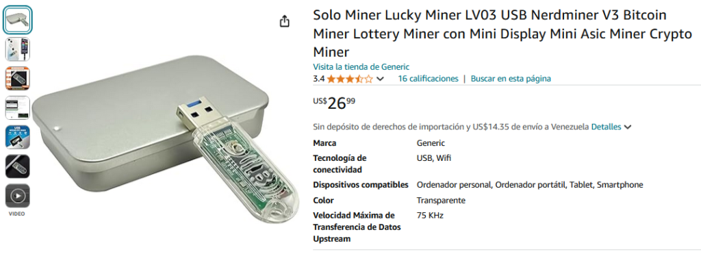 Solo Miner Lucky Miner LV03 USB Nerdminer V3 Bitcoin Miner Lottery Miner con Mini Display Mini Asic Miner Crypto Miner 