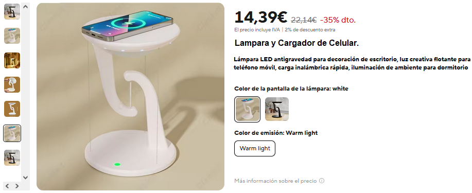 Lámpara LED antigravedad para decoración de escritorio, luz creativa flotante para teléfono móvil, carga inalámbrica rápida, iluminación de ambiente para dormitorio