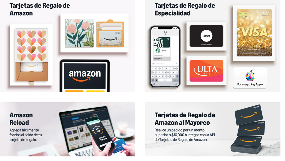 

¿Por qué se pueden canjear las tarjetas de regalo de Amazon?

Las tarjetas de regalo de Amazon se pueden canjear por la compra de millones de bienes y servicios elegibles proporcionados por Amazon.com Services LLC y sus afiliados en www.amazon.com, o algunas de sus propiedades afiliadas, como smile.amazon.com. Los bienes y servicios elegibles están sujetos a cambios a nuestro exclusivo criterio.

¿Hay algún costo de envío en las tarjetas de regalo de Amazon?

Las tarjetas de regalo físicas de Amazon.com (excepto las tarjetas de regalo Anytime) se entregan con envío GRATUITO de un día cuando seleccionas “Envío de un día” al finalizar la compra. Para más información, consulta esta página.

¿Hay alguna tarifa o fecha de vencimiento para usar las tarjetas de regalo de Amazon?

Las tarjetas de regalo de Amazon no tienen tarifas ni fecha de vencimiento.

Alguien me ha pedido que le pague con una tarjeta de regalo. ¿Esto es una estafa?

Cuidado con las estafas de tarjetas de regalo. No proporciones ningún dato de tarjeta de regalo (como el código de reclamación) a alguien que no conozcas ni en quien no confíes. Nunca uses tarjetas de regalo de Amazon.com para pagos fuera de Amazon ni sus tiendas afiliadas, y nunca uses tarjetas de regalo para otros minoristas y marcas fuera de sus tiendas. Consulta esta página para obtener información o si crees que fuiste víctima de una estafa de tarjeta de regalo.